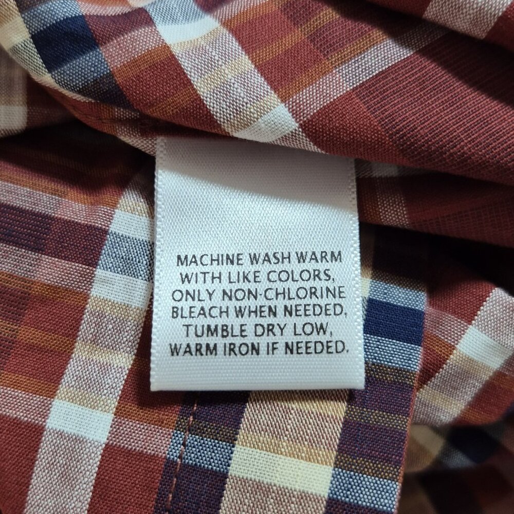 Roundtree & Yorke Mens Size L Plaid Long Sleeve Button Up Shirt  Brown Multi (57 - Picture 8 of 8